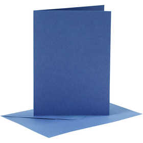 Cartes et enveloppes, dimension carte 10,5x15 cm, dimension enveloppes 11,5x16,5 cm, 110+220 gr, bleu, 6 set/ 1 Pq. [HOB-23014]