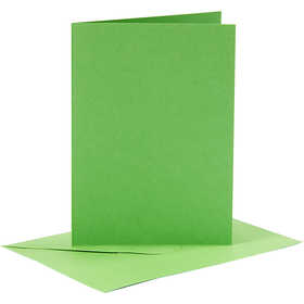 Cartes et enveloppes, dimension carte 10,5x15 cm, dimension enveloppes 11,5x16,5 cm, 110+220 gr, vert, 6 set/ 1 Pq. [HOB-23015]