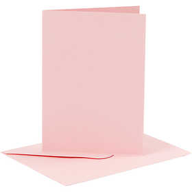 Cartes et enveloppes, dimension carte 10,5x15 cm, dimension enveloppes 11,5x16,5 cm, 110+220 gr, rose, 6set/ 1 Pq. [HOB-23016]
