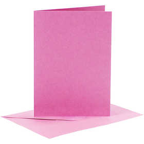 Cartes et enveloppes, dimension carte 10,5x15 cm, dimension enveloppes 11,5x16,5 cm, 110+220 gr, rose, 6 set/ 1 Pq. [HOB-23017]