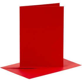 Cartes et enveloppes, dimension carte 10,5x15 cm, dimension enveloppes 11,5x16,5 cm, 110+230 gr, rouge, 6 set/ 1 Pq. [HOB-23019]