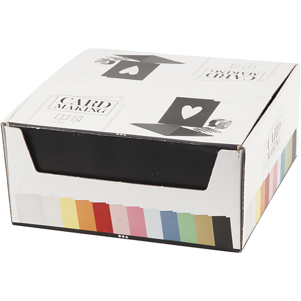 Cartes et enveloppes, dimension carte 10,5x15 cm, dimension enveloppes 11,5x16,5 cm, ass. de couleurs, 12x10 Pq./ 1 Pq. [HOB-23022]