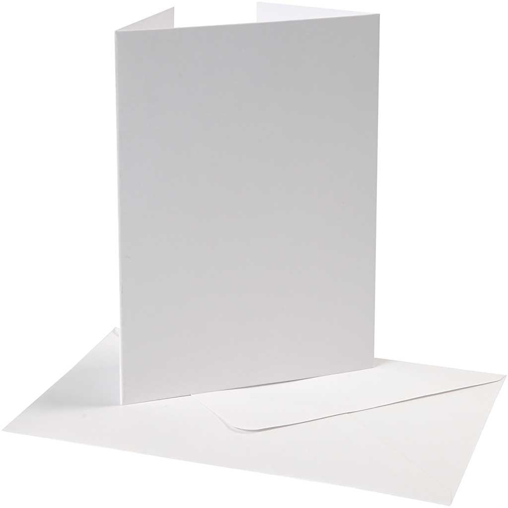 Cartes et enveloppes nacrées, dimension carte 10,5x15 cm, dimension enveloppes 11,5x16,5 cm, 230+120 gr, blanc, 10 set/ 1 Pq. [HOB-23044]