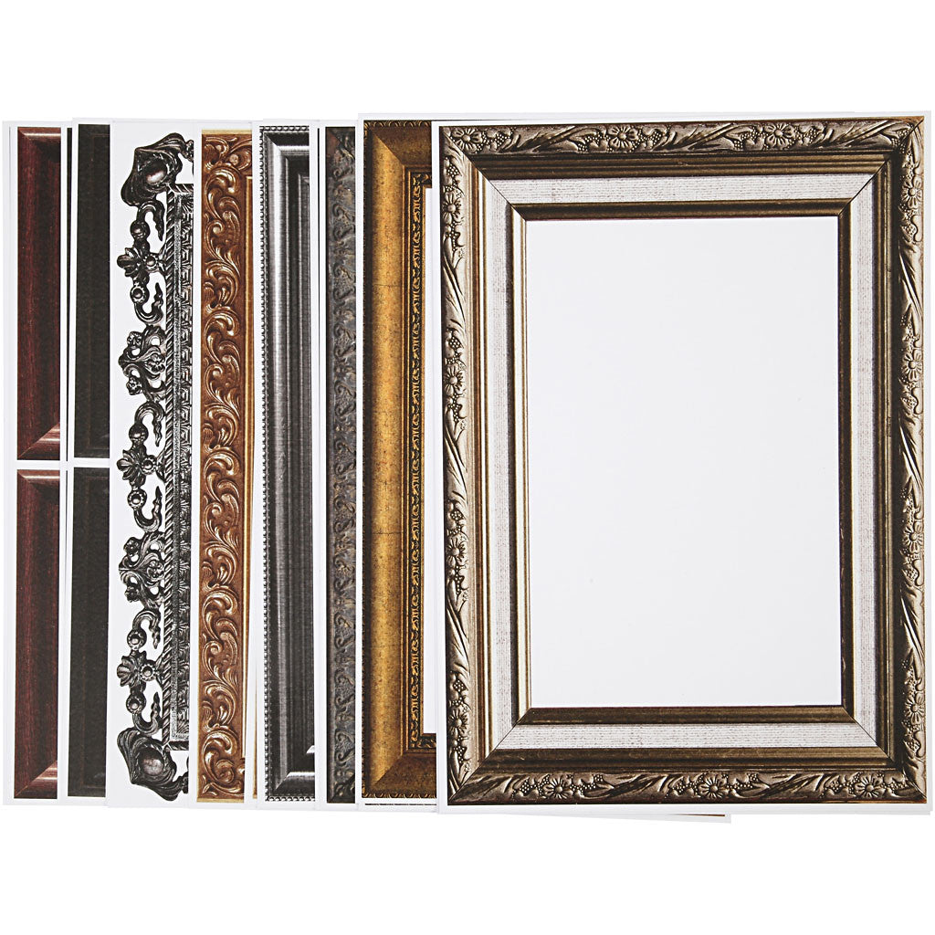 Cadres, dim. 26,2x18,5 cm, couleurs métalliques, 16 flles ass./ 1 Pq. [HOB-23328]