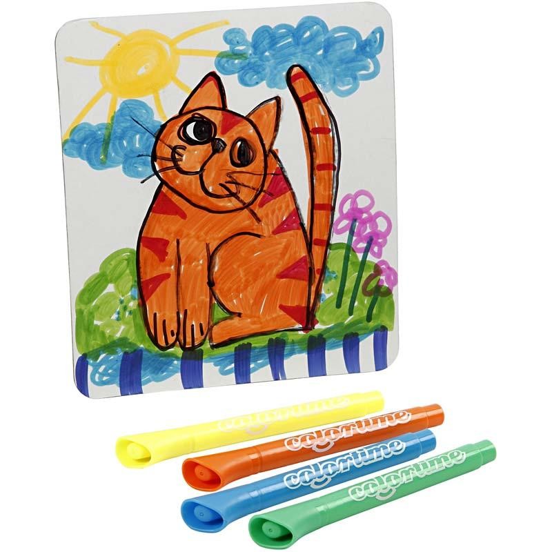 Plaque à décorer, dim. 17x19 cm, ép. 2 mm, blanc, 5 pièces/ 1 Pq. [HOB-23349]