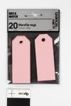 Étiquettes en carton, dim. 3x8 cm, 220 gr, rose clair, 20 pièces/ 1 Pq. [HOB-234019]