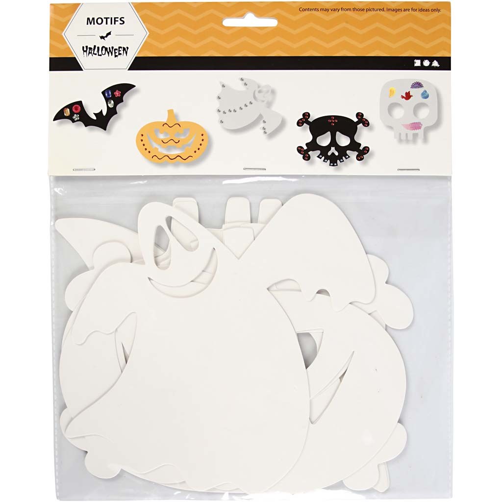 Motifs d'Halloween, dim. 25x17 cm, 230 gr, blanc, 16 pièces/ 1 Pq. [HOB-234610]