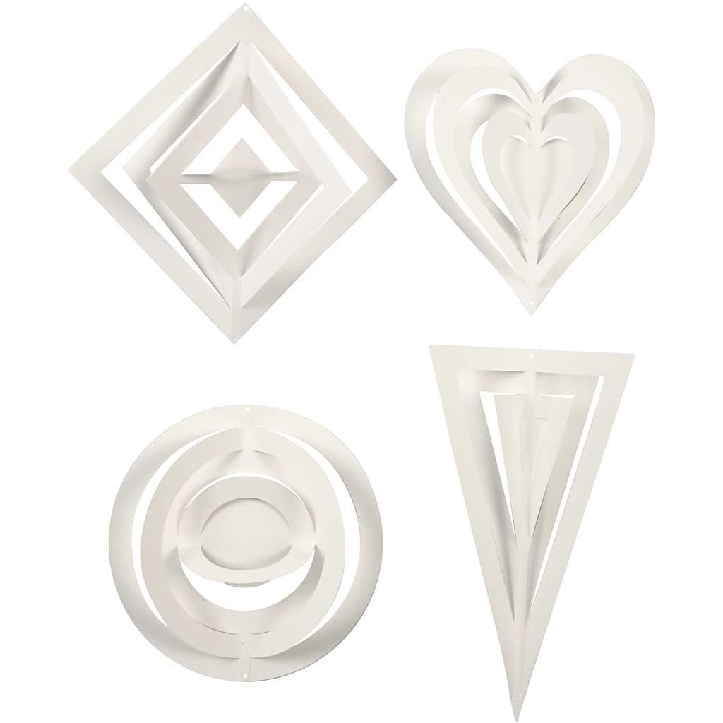 Ornements 3D, H : 18+22+24 cm, L : 15+18+22 cm, 230 gr, blanc, 16 pièces/ 1 Pq. [HOB-23467]