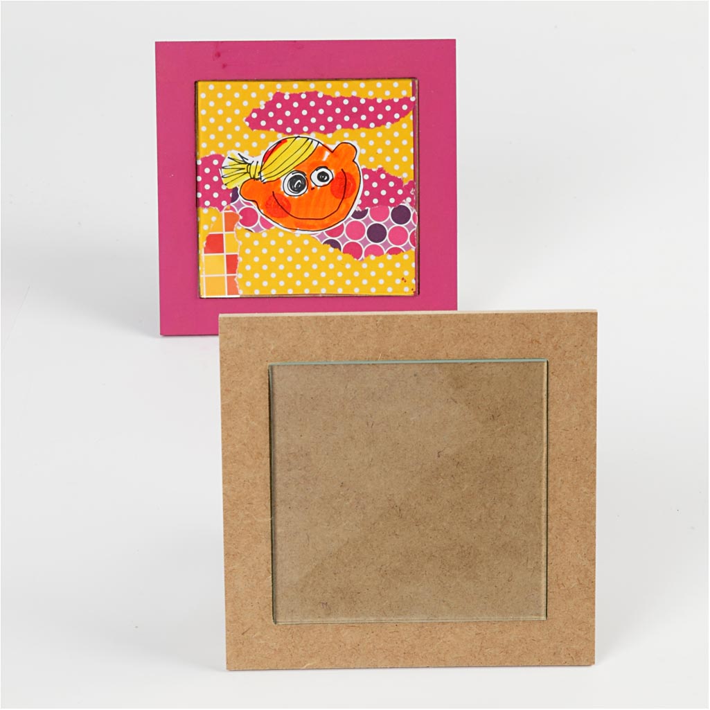 Dessous-de-plat avec centre en verre, dim. 15x15x0,5 cm, 6 pièces/ 1 Pq. [HOB-23607]