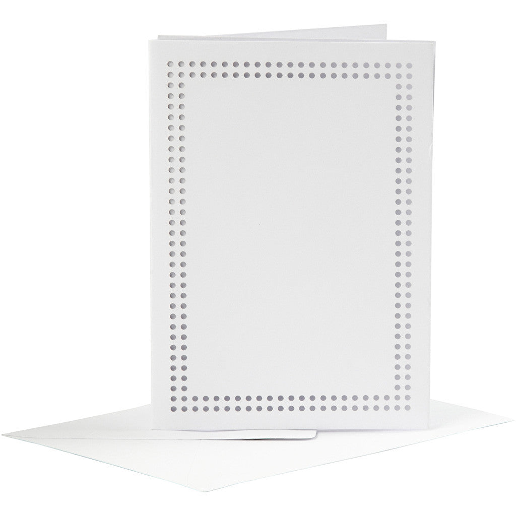 Carte pour broderie, dimension carte 10,5x15 cm, dimension enveloppes 11,5x16,5 cm, blanc, 6 set/ 1 Pq. [HOB-23901]
