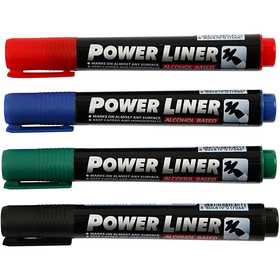 Power Liner, trait 1,5-3 mm, noir, bleu, vert, rouge, 4 pièces/ 1 Pq. [HOB-25044]