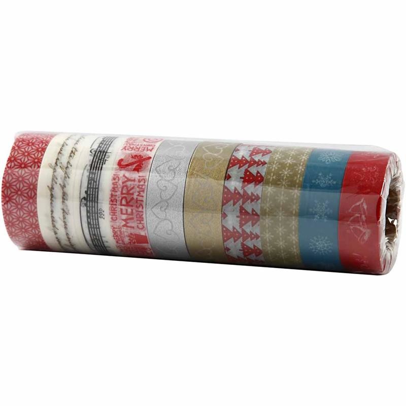 Bande adhésive Washi Tape, Noël, L : 15 mm, 10x10 m/ 1 Pq. [HOB-25194]