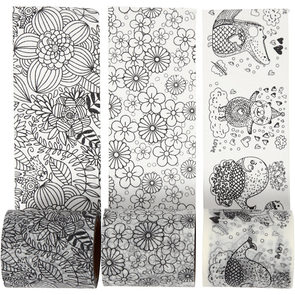 Ruban adhésif Washi Tape, L : 50 mm, 3x5 m/ 1 Pq. [HOB-25217]