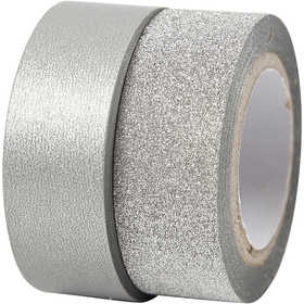 Ruban adhésif design, L : 15 mm, argent, 2 rouleau/ 1 Pq. [HOB-25221]