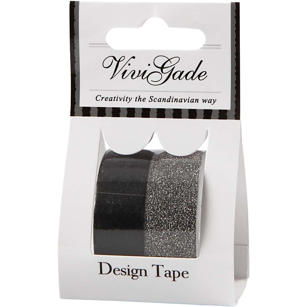 Ruban adhésif design, L : 15 mm, noir, 2 rouleau/ 1 Pq. [HOB-25223]