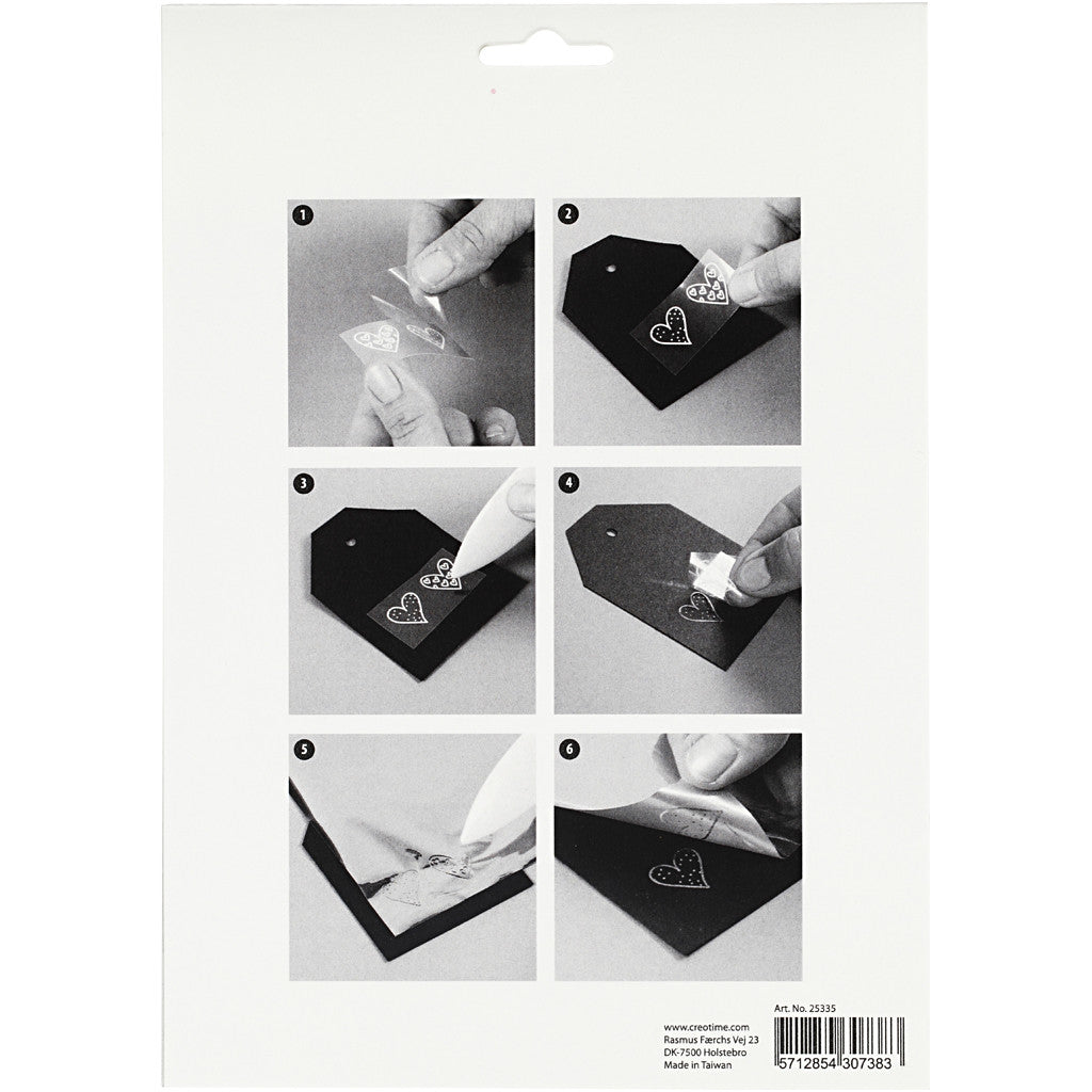 Film décoratif et feuille de papier transfert, fleurs, feuille 15x15 cm, rose, argent, 4 flles/ 1 Pq. [HOB-25335]