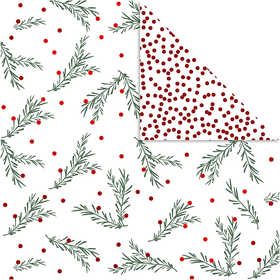 Papier Design, rameau et points, feuille 30,5x30,5 cm, 180 gr, or, vert, rouge, blanc, 3 flles/ 1 Pq. [HOB-25338]