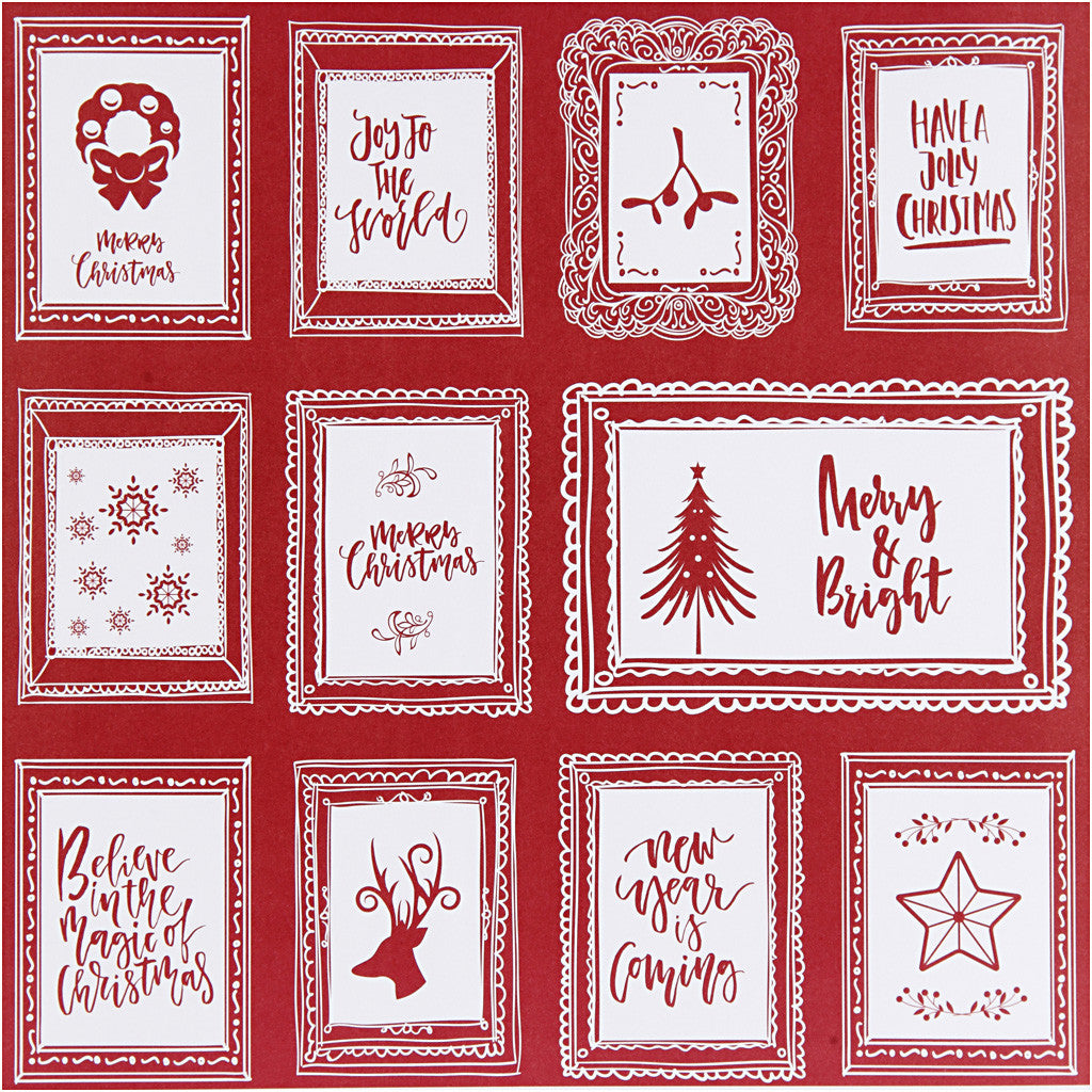 Papier Design, cadres avec texte et doodles, feuille 30,5x30,5 cm, 180 gr, 5 flles/ 1 Pq. [HOB-25341]