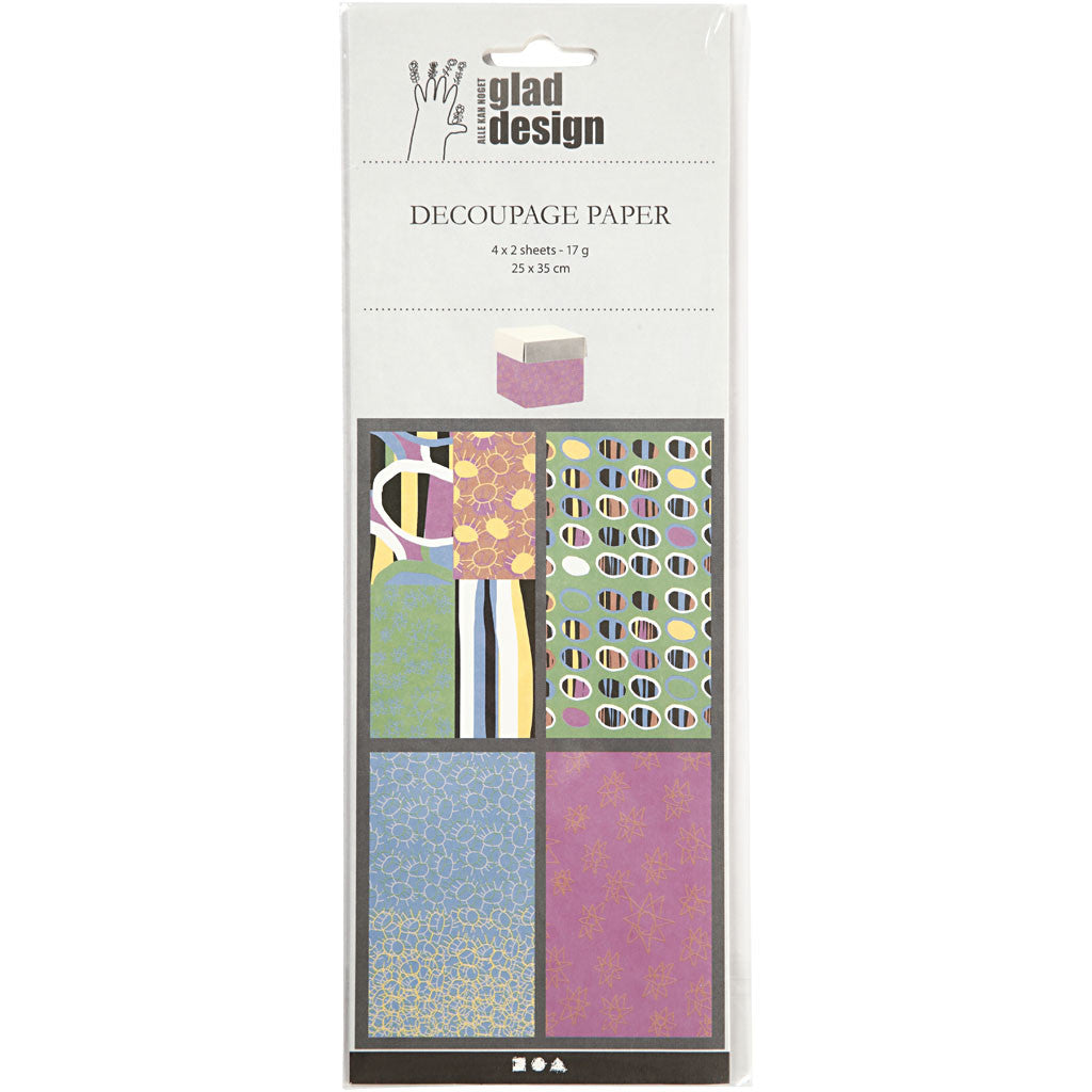 Papier découpage, feuille 25x35 cm, 17 gr, couleurs Joyeuses, 4x2 flles/ 1 Pq. [HOB-254820]