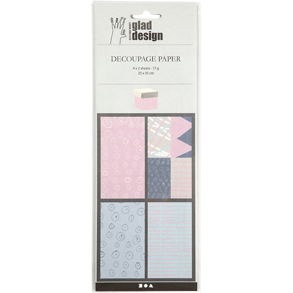 Papier découpage, feuille 25x35 cm, 17 gr, 4x2 flles/ 1 Pq. [HOB-254830]