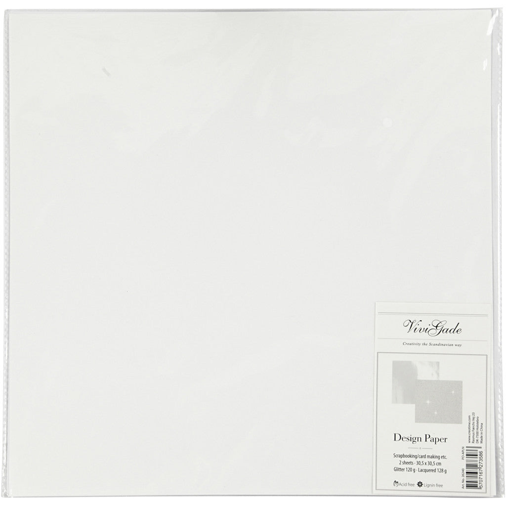 Papier Design, feuille 30,5x30,5 cm, 120+128 gr, blanc, 2 flles/ 1 Pq. [HOB-26240]