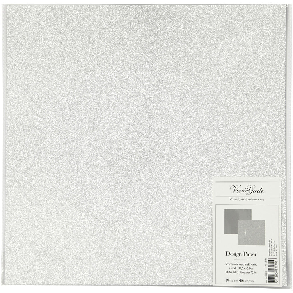 Papier Design, 30,5x30,5 cm, 120+128 gr, argent, 2flles/ 1 Pq. [HOB-26241]