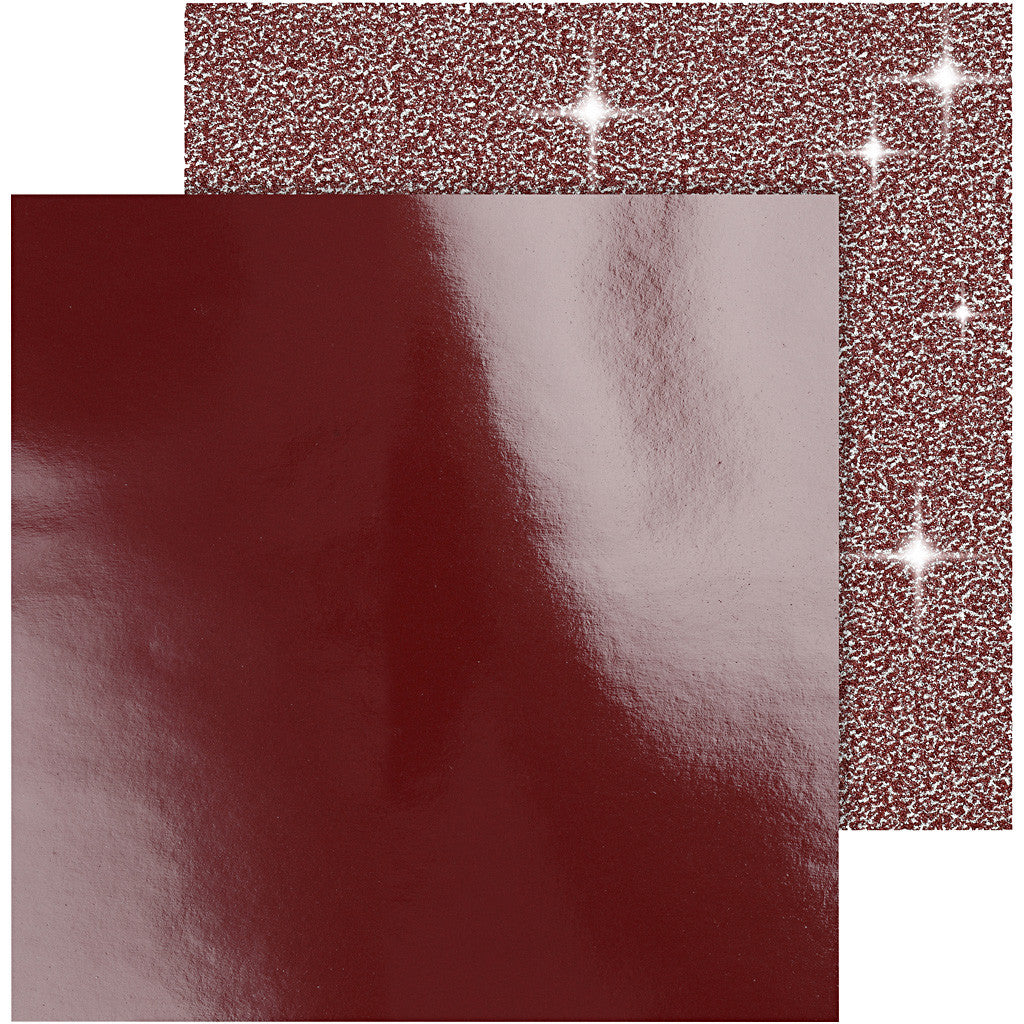 Papier Design, feuille 30,5x30,5 cm, 120+128 gr, rouge, 2 flles/ 1 Pq. [HOB-26332]