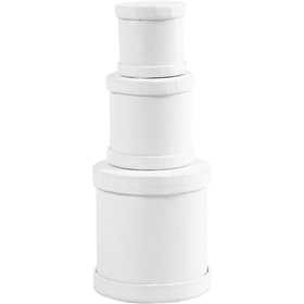 Boîtes tambour, H : 4+5+7 cm, d 4+5+6,5 cm, blanc, 1 set [HOB-26803]