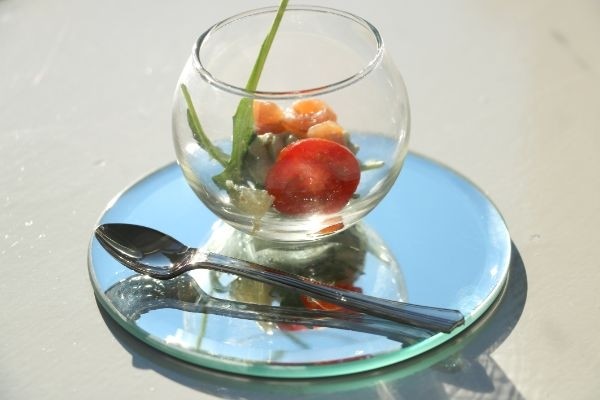 Plateau miroir rond Ø 12cm à bord biseauté (1 pièce) [IFS-30198].