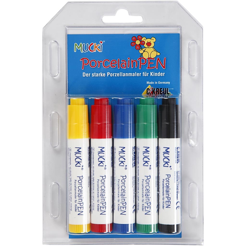 Feutres pour verre et porcelaine, trait 2-5 mm, ass. de couleurs, 5 pièces/ 1 Pq. [HOB-31655]