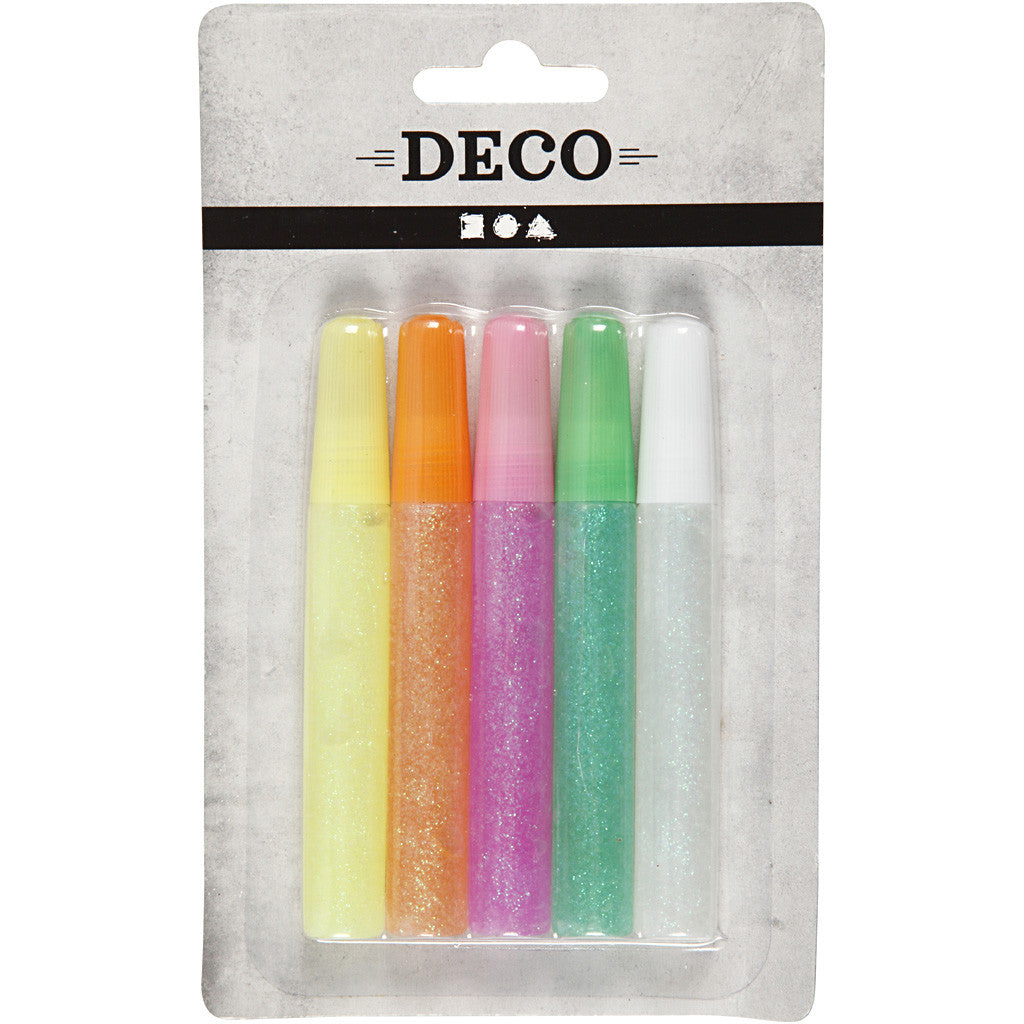 Colle à paillettes, couleurs pastel, 5x10 ml/ 1 Pq. [HOB-31809]