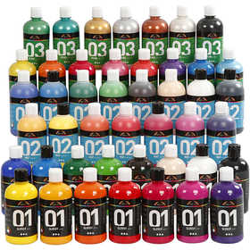 Peinture Acrylique, ass. de couleurs, 45x500 ml/ 1 Pq. [HOB-32099]