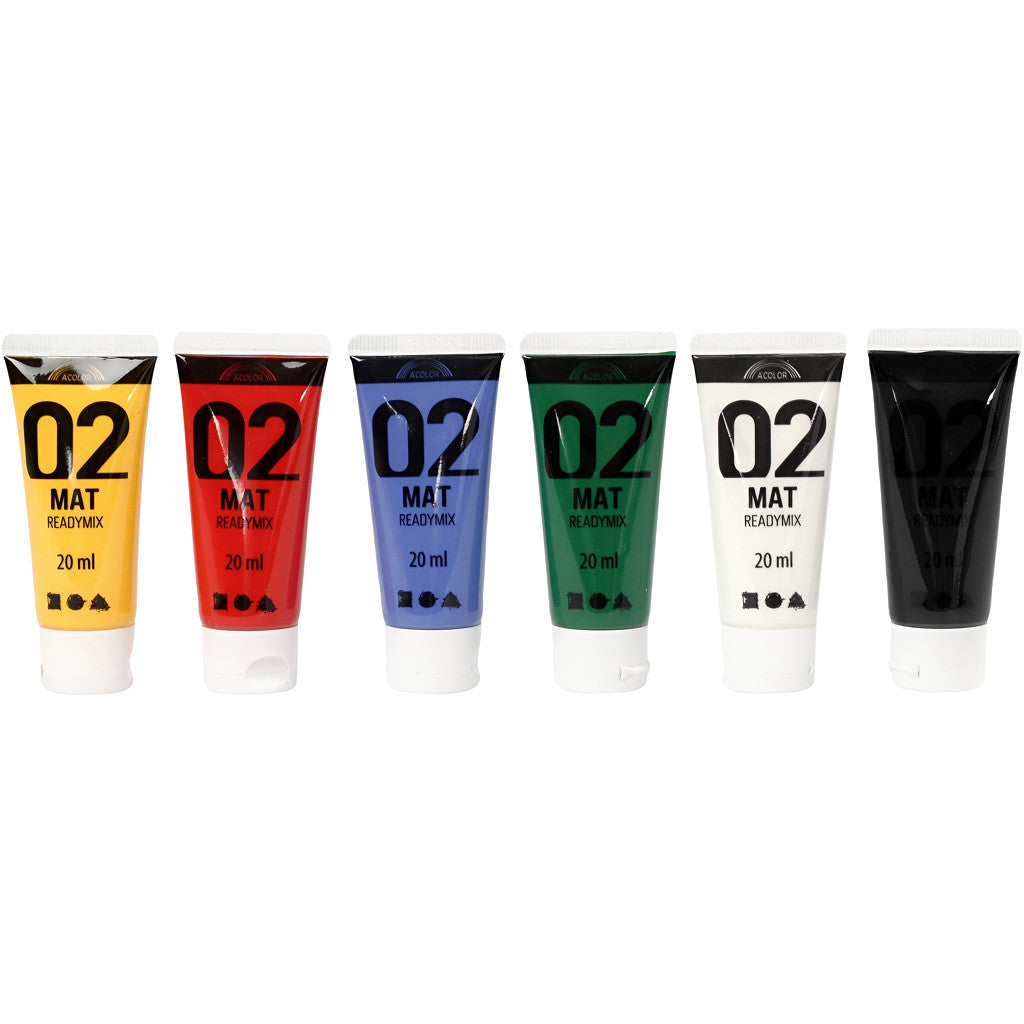 Peinture Acrylique Mate, couleurs classiques, 6x20 ml/ 1 Pq. [HOB-32101]