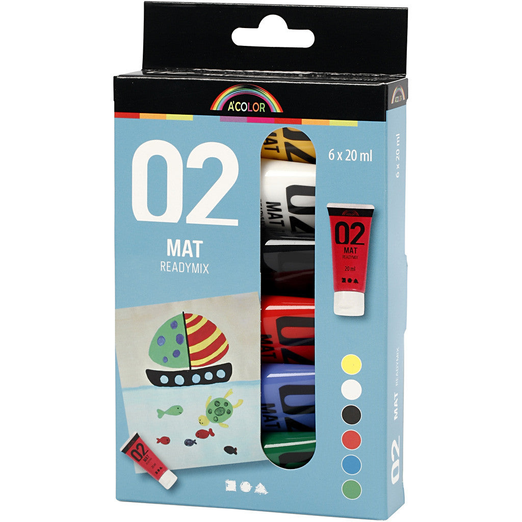 Peinture Acrylique Mate, couleurs classiques, 6x20 ml/ 1 Pq. [HOB-32101]