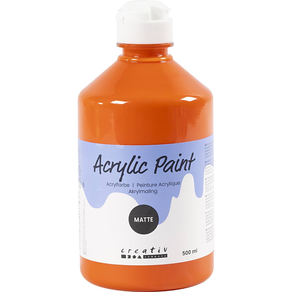 Acrylic Paint Matte, orange, 500 ml/ 1 bottle