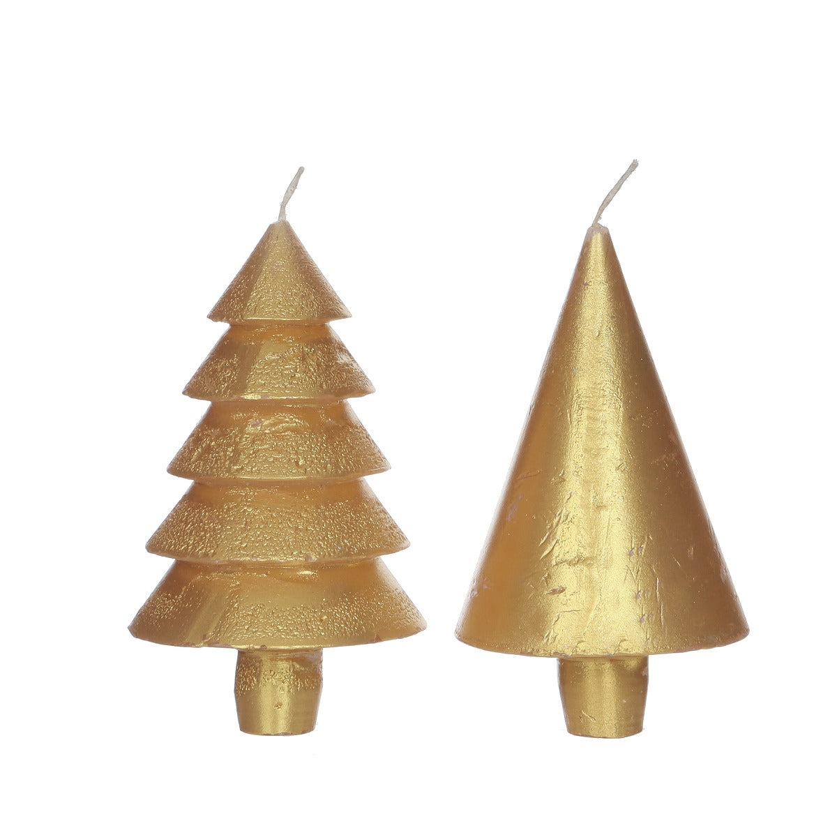 Candle set 2 trees gold 12cm high (1 set, 6pcs)