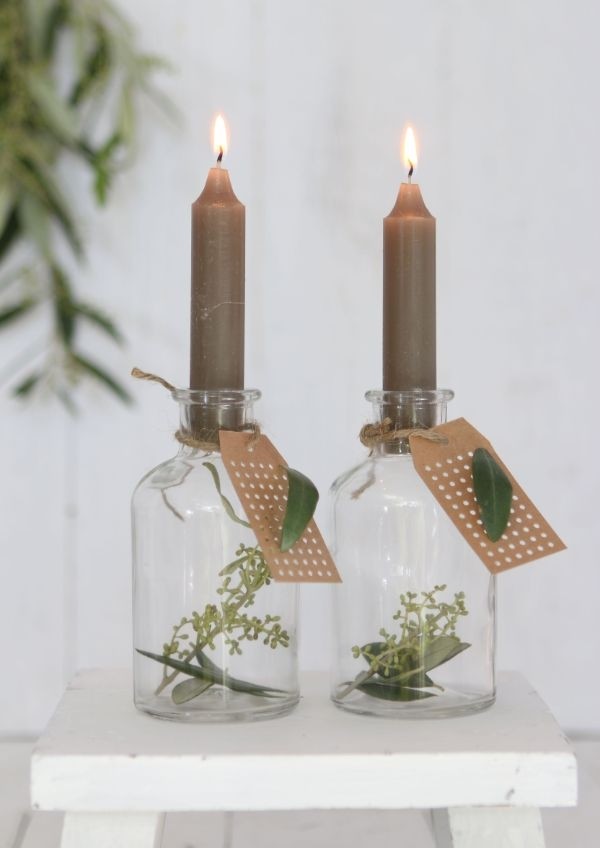 Bougie effilée Vert sapin, 11 cm de haut (lot de 7 pièces) [IFS-32160]