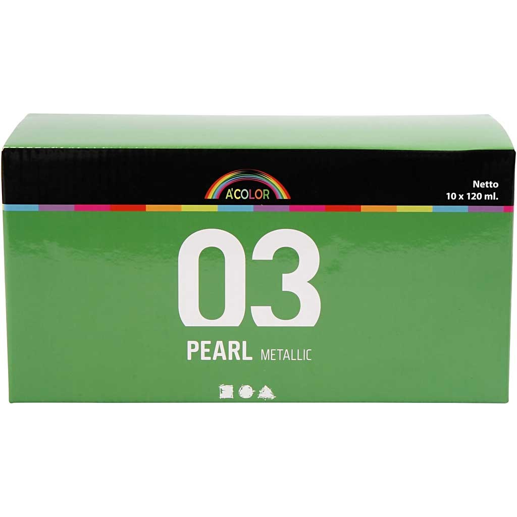 Peinture Acrylique Métallique, Métallisé, ass. de couleurs, 10x120 ml/ 1 Pq. [HOB-32201]