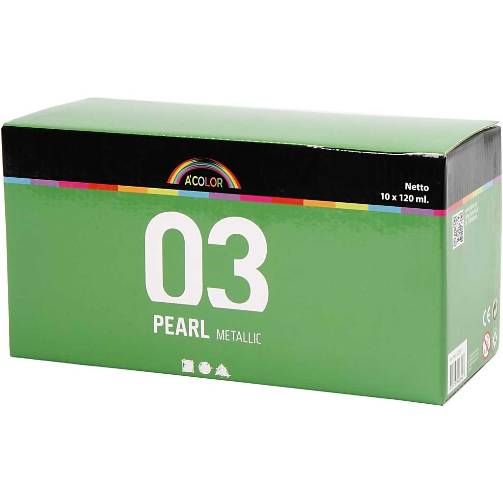 Peinture Acrylique Métallique, Métallisé, ass. de couleurs, 10x120 ml/ 1 Pq. [HOB-32201]