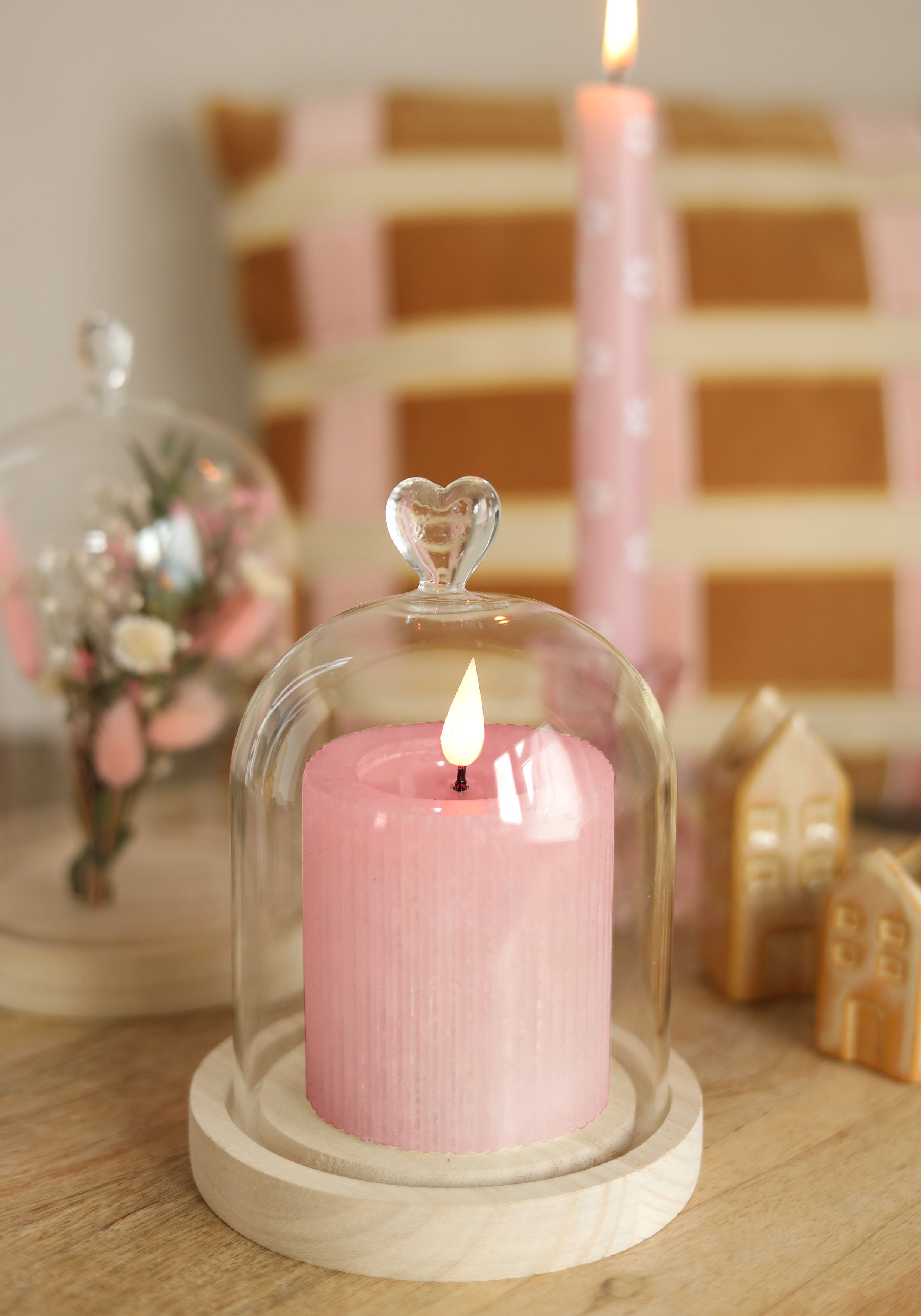 Bougie pilier LED Ø7 h. 7,5cm rose (1 pc) [IFS-32604]
