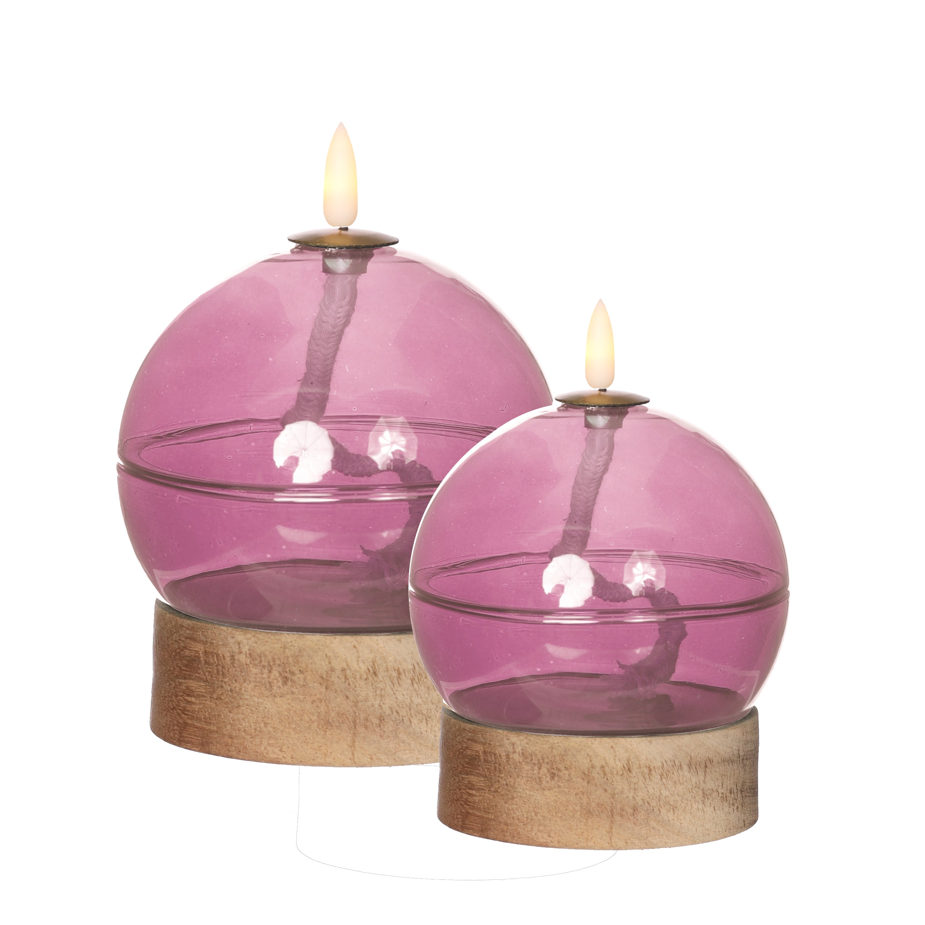 Lampe à huile LED h16,5 Ø12 cm rose (1 pc) [IFS-32811]