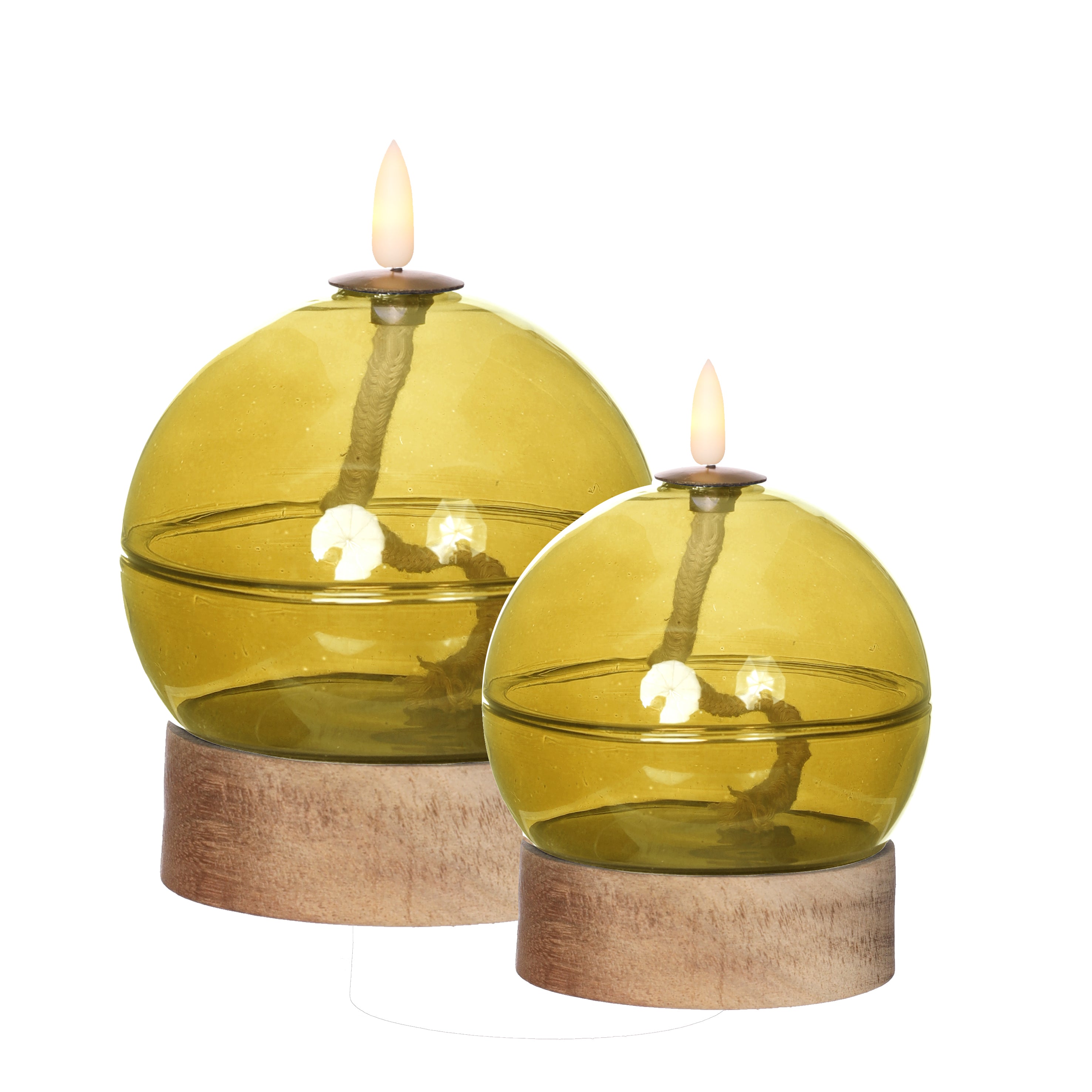 Lampe à huile LED h16,5 Ø12 cm ocre (1 pc) [IFS-32812]