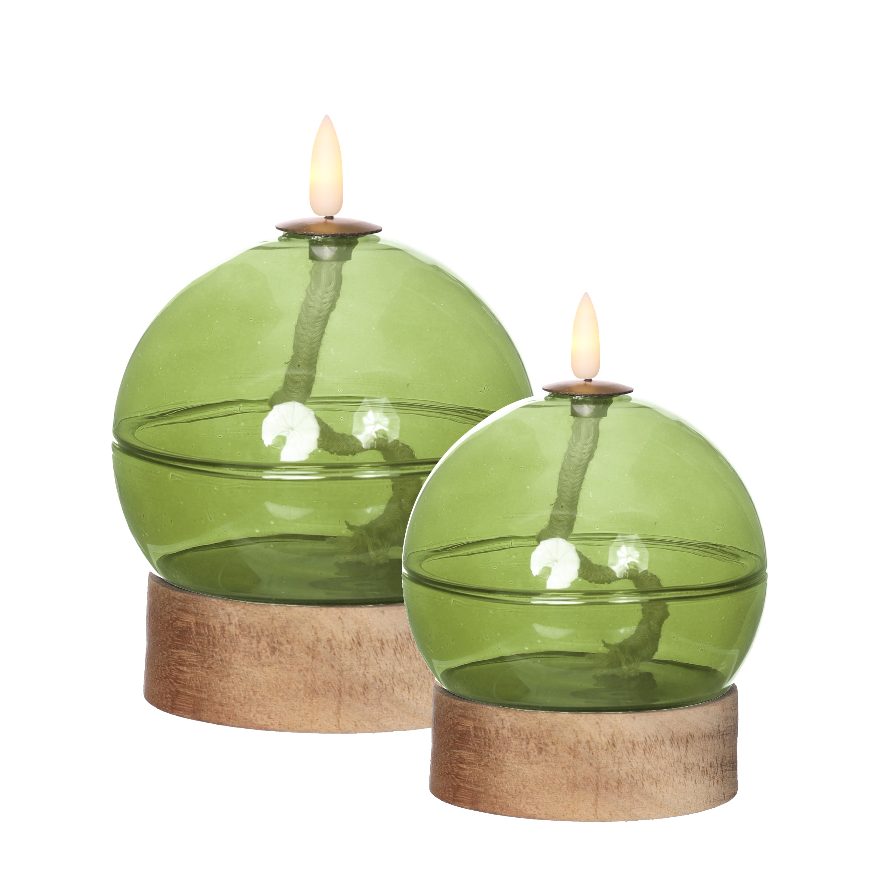 Lampe à huile LED h16,5 Ø12 cm vert clair (1 pc) [IFS-32815]