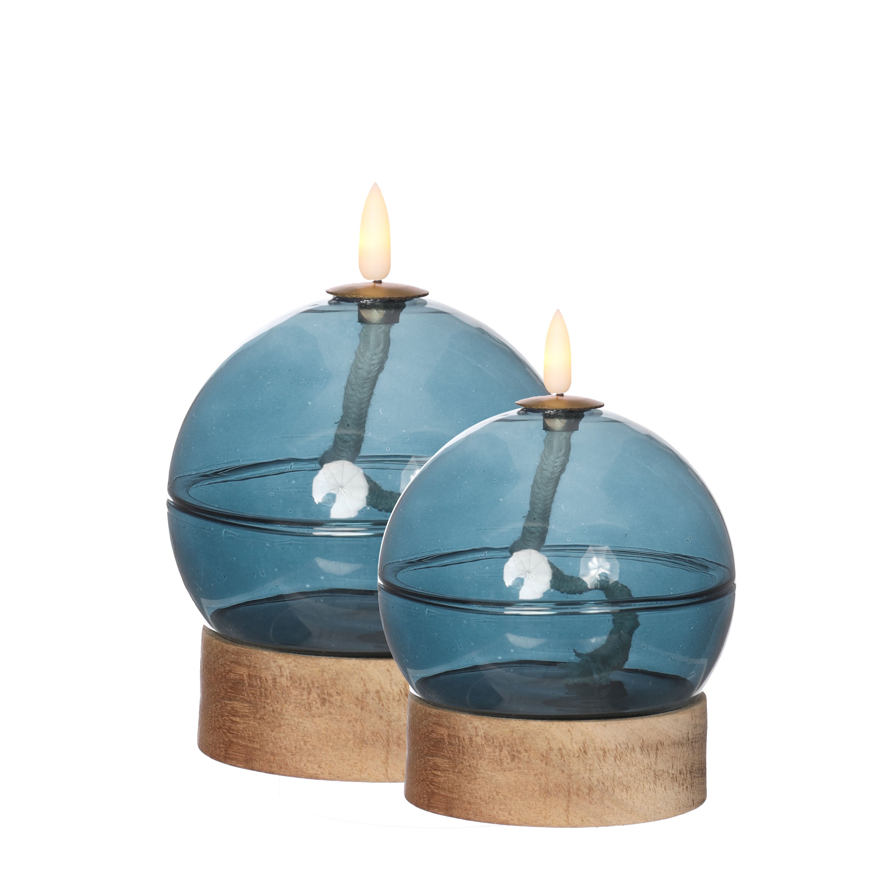 Lampe à huile LED h13,5 Ø10 cm bleu foncé (1 pc) [IFS-32807]