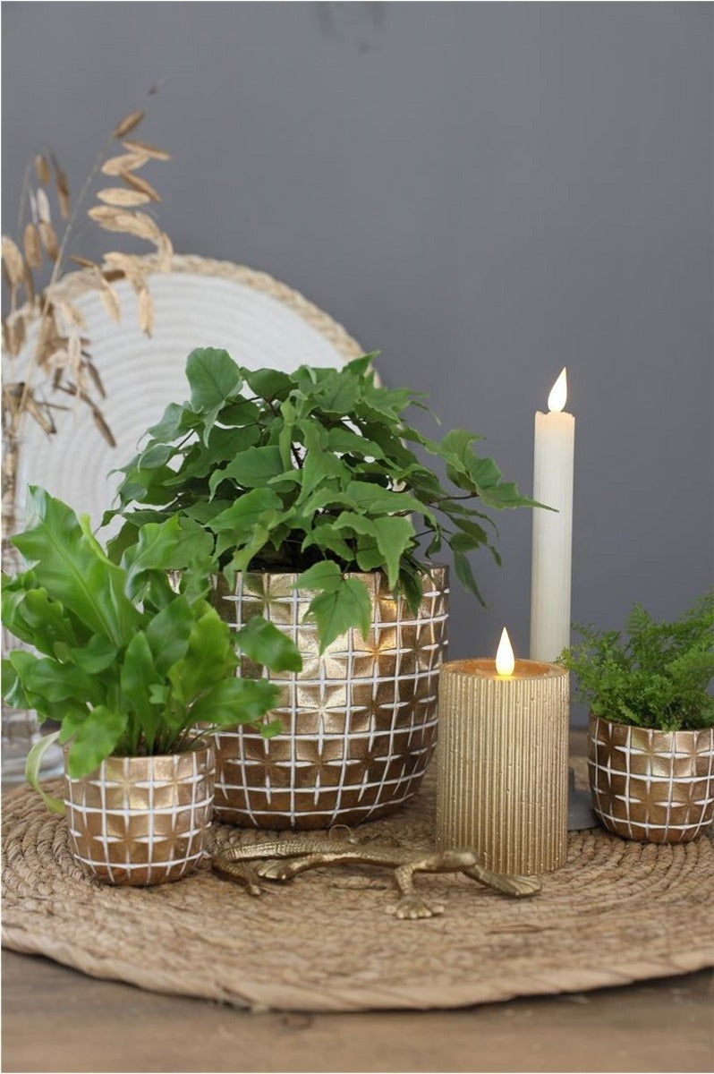 Pot de fleurs hanoi Ø7,5 x h:6,4 cm or (6 Pcs) [IFS-33851]