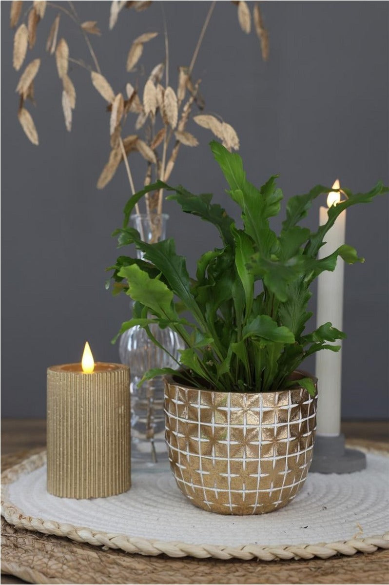 Pot de fleurs hanoi Ø10 x h:8,4 cm or (6 Pcs) [IFS-33852]