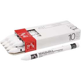 Caran d'Ache Aquarelle Neocolor 2, L : 10 cm, ép. 8,5 mm, white (001), 10 pièces/ 1 Pq. [HOB-34050]