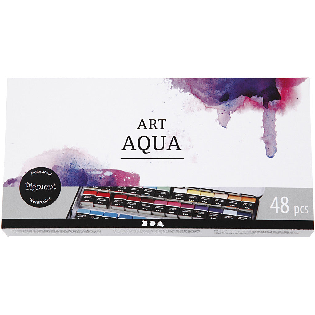 Aquarelles Art, ½-pan, dim. 10x15x20 mm, couleurs classiques, 48 couleurs/ 1 Pq. [HOB-34245]