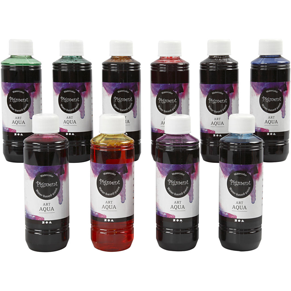 Aquarelle Art Aqua Pigment, ass. de couleurs, 10x250 ml/ 1 Pq. [HOB-34398]