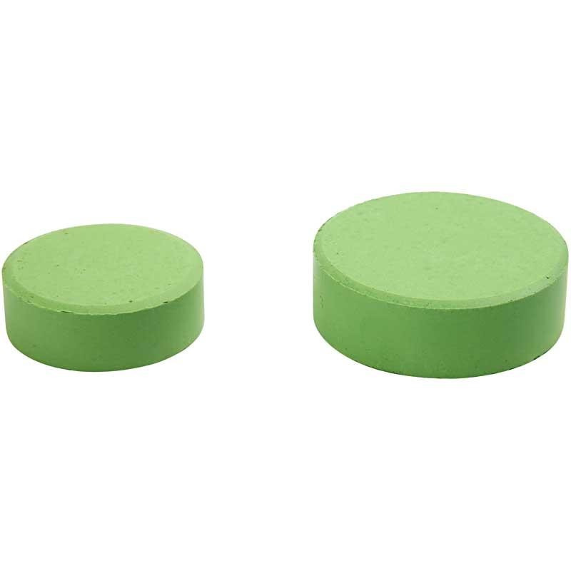 Pastilles aquarelles, H : 16 mm, d 44 mm, vert, 6 pièces/ 1 Pq. [HOB-34483]